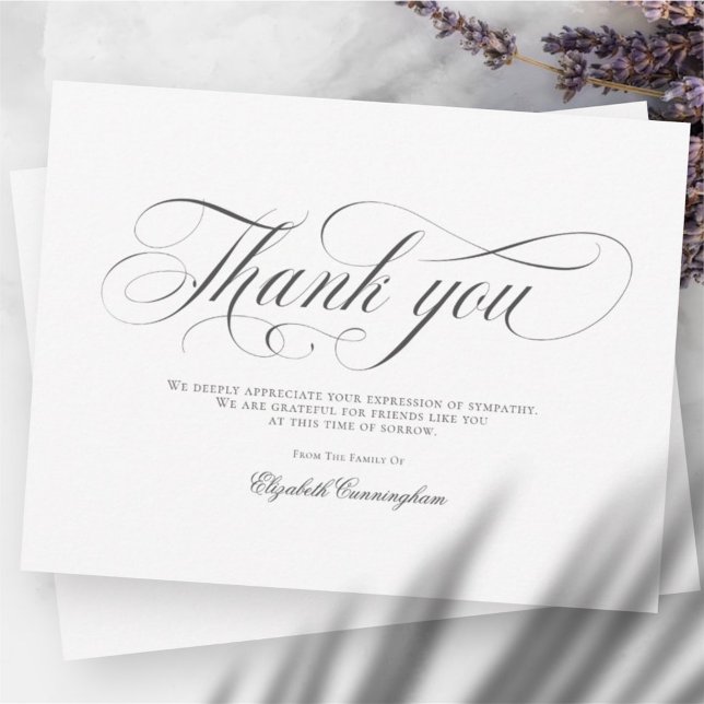 Classic Simple Calligraphy Memorial Thank You Card (Creator Uploaded)