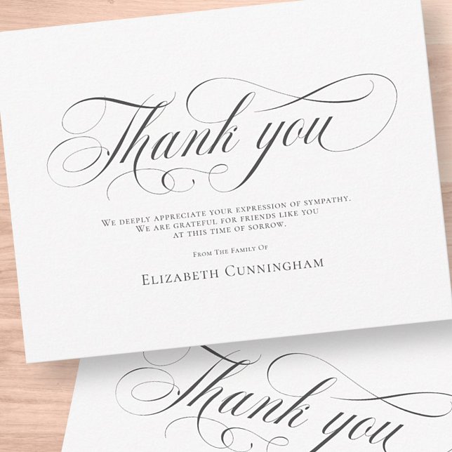 Classic Simple Calligraphy Memorial Thank You Card (Creator Uploaded)
