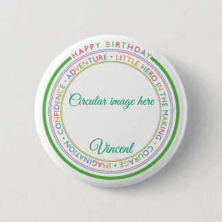 Classic Simple Custom Photo Happy Birthday 6 Cm Round Badge
