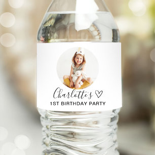 Classic Simple Custom Photo Water Bottle Label