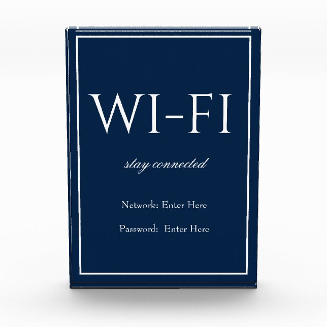 Classic Simple Dark Blue Wi-Fi Guest Block (Front)