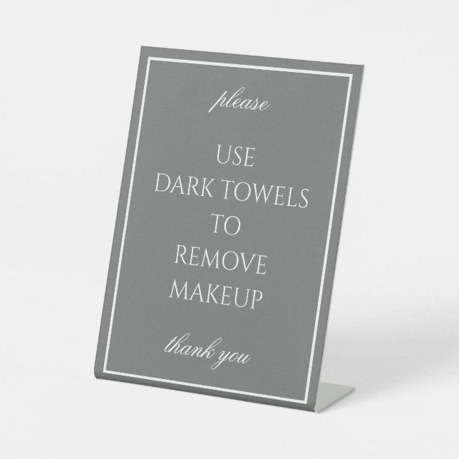Classic Simple Dark Grey Makeup Towel Counter Sign (Front)