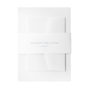 Classic Simple Dusty Blue Wedding Invitation  Belly Band