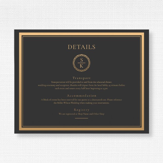 Classic Simple Elegance Gold Black Wedding Enclosure Card (Creator Uploaded)