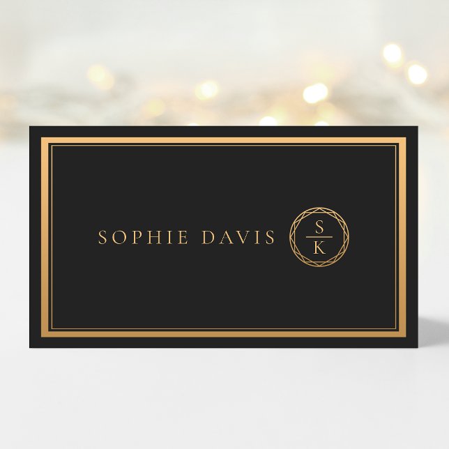 Classic Simple Elegance Gold Black Wedding Place Card (Creator Uploaded)