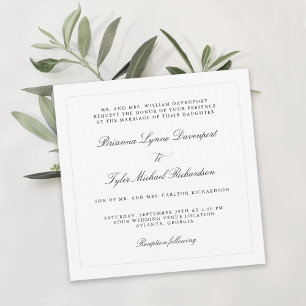 Classic Simple Elegance Square Wedding Invitation
