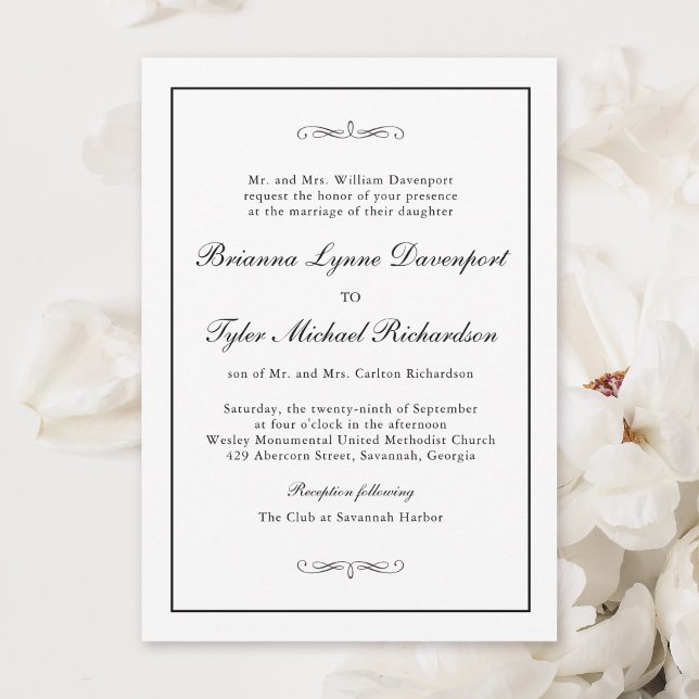 Classic Simple Elegance Wedding Invitation (Available in both printed and instant download digital formats.)