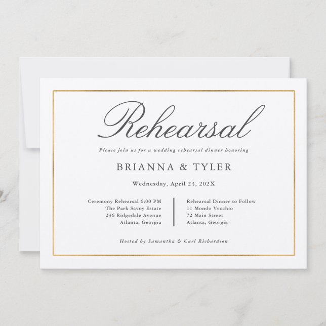 Classic Simple Elegance Wedding Rehearsal Dinner Invitation (Front)