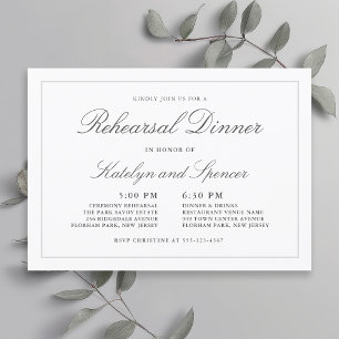 Classic Simple Elegance Wedding Rehearsal Dinner Invitation