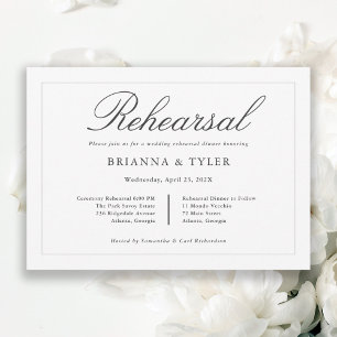 Classic Simple Elegance Wedding Rehearsal Dinner Invitation