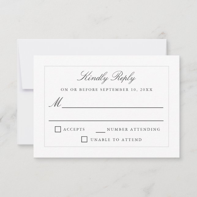 Classic Simple Elegance Wedding RSVP (Front)