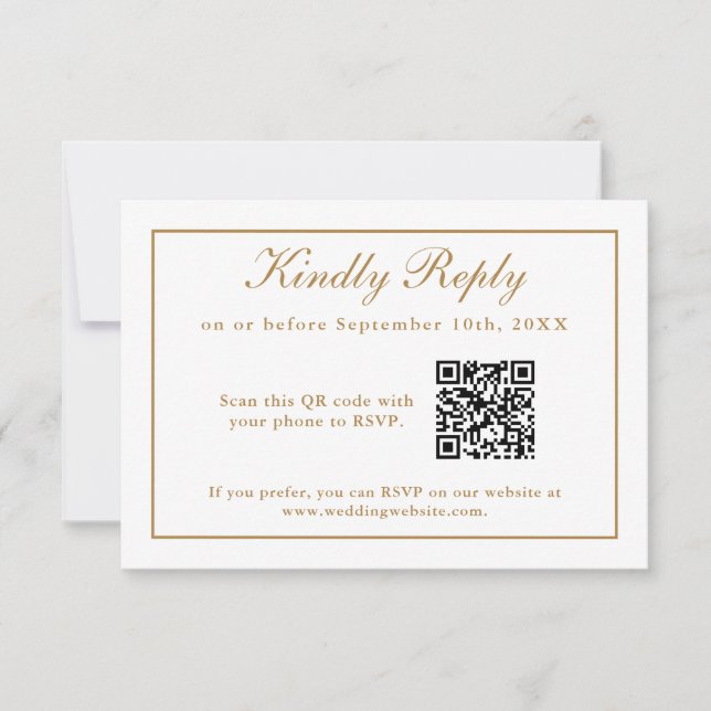 Classic Simple Elegance Wedding RSVP with QR Code Card (Front)