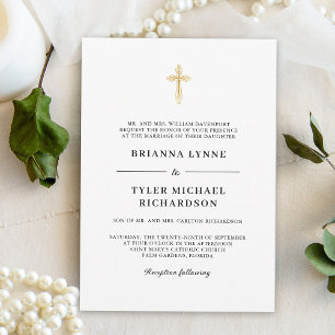 Classic Simple Elegant Christian Cross Wedding Invitation