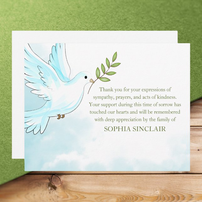 Classic Simple Elegant Dove Memorial Bereavement Card (Creator Uploaded)