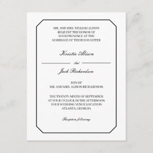 Classic Simple Elegant Formal Wedding Invitation