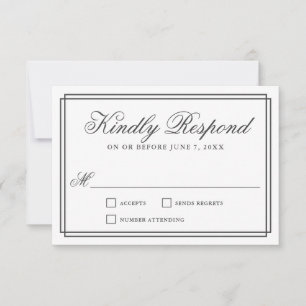 Classic Simple Elegant Frame Wedding RSVP Card