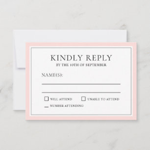 Classic Simple Elegant RSVP Blush Pink Edging Card