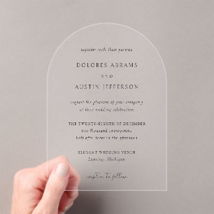 Classic Simple Elegant Wedding Acrylic Invitations