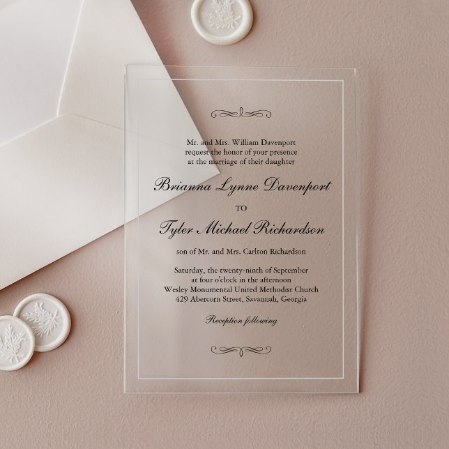 Classic Simple Elegant Wedding Acrylic Invitations (Creator Uploaded)