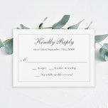 Classic Simple Elegant Wedding RSVP<br><div class="desc">Simple and elegant, this classic wedding RSVP card has a thin silver line border over a plain white background. Personalise the RSVP date with your required response date. You can also edit the background colour to the colour of your choice. If you do decide to edit the background colour, be...</div>