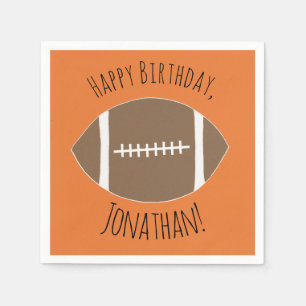 Classic Simple Football Happy Birthday Napkin