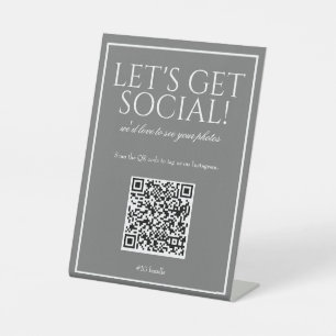 Classic Simple Grey QR Code Social Media Sign