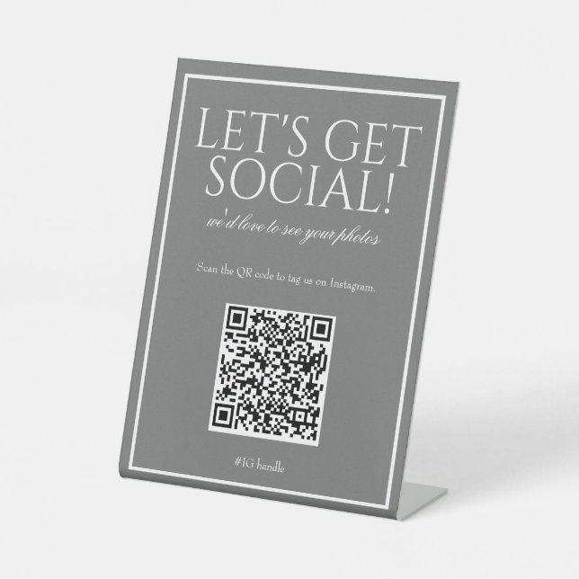 Classic Simple Grey QR Code Social Media Sign (Front)