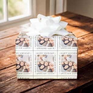 Classic Simple Happy Birthday Family Photo Wrapping Paper