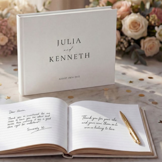 Classic Simple Minimalist Black and White Wedding Guest Book (Creator Uploaded)