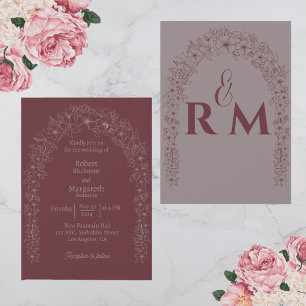 Classic Simple Minimalist Floral Wedding Gate Invitation