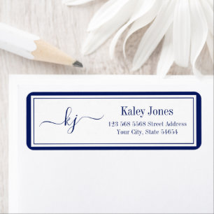 Classic Simple Minimalist Monogram Script Navy