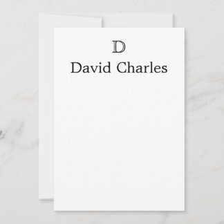 Classic Simple Modern Monogram Initial Note Card