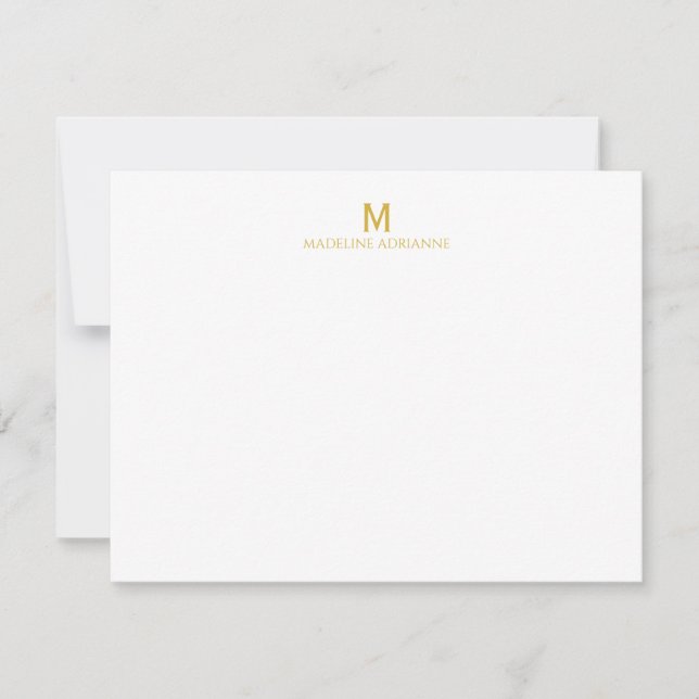 Classic Simple Modern Monogram Initial Note Card (Front)