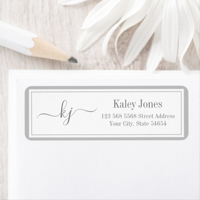 Classic Simple Monogram Initial Light Grey Address (Insitu)