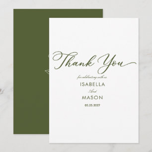 Classic simple olive green thank you card