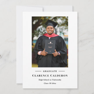 Classic simple one photo graduation announcement