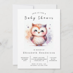 Classic Simple Owl Baby Shower Invitation