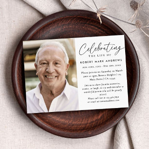 Classic Simple Photo Celebration of Life Memorial Invitation