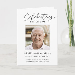 Classic Simple Photo Celebration of Life Memorial Programme