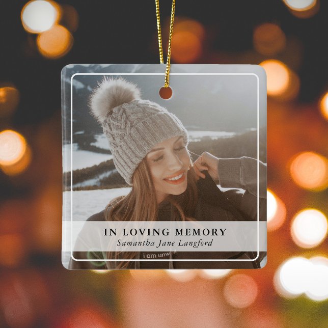 Classic Simple Photo Memorial Tribute Ceramic Ornament (Creator Uploaded)