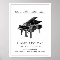 Classic Simple Piano White Recital Poster