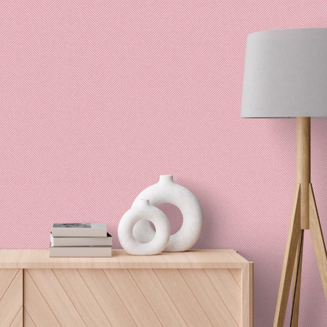 Classic simple pink herringbone tweed effect wallpaper (Creator Uploaded)