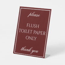 Classic Simple Red Bathroom Septic Counter Sign