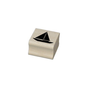 Classic Simple Sail Boat Silhouette Outline Rubber Stamp