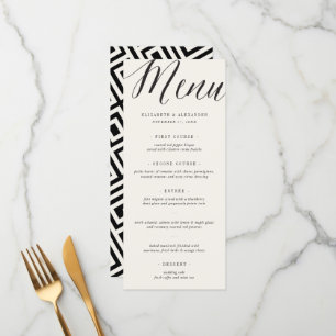 Classic Simple Script Geometric Greek Key Wedding Menu