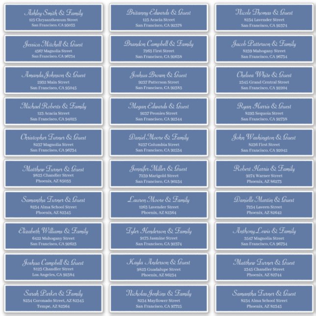 Classic Simple Script Wedding Guest Names Address (Front)