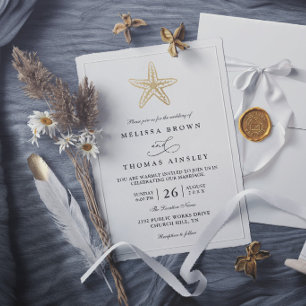 Classic Simple Shell Gold Elegant Modern Wedding Invitation