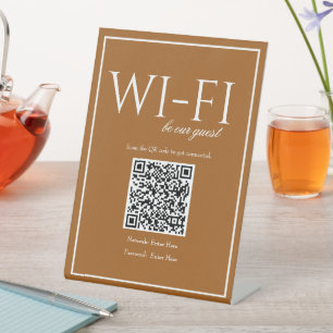 Classic Simple Sienna Wi-Fi QR Code Table Sign