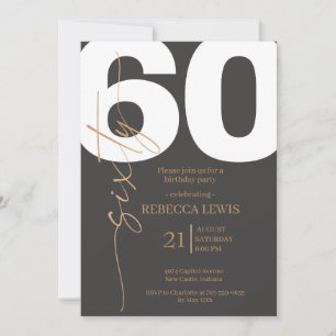 Classic Simple Sixty Modern Adult Birthday Invitation