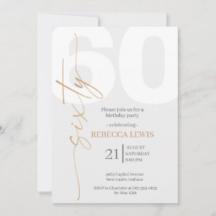 Classic Simple Sixty Modern Adult Birthday Invitation